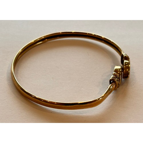 90 - Hallmarked 9ct Gold & Stone Set Bangle, 6.4g gross AF