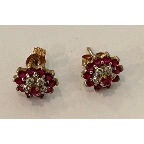 141 - 9ct Gold White Stone & Pink Saphhire Earrings 2.0g also another pair