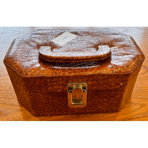 195 - A Faux Snakeskin Octagonal Jewellery Box containing Mixed Costume / Dress Jewellery