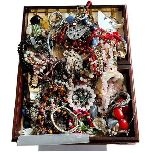 187 - A Collection of Costume / Dress Jewellery in a decorative Jewellery Box