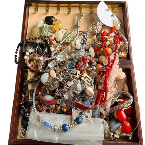 187 - A Collection of Costume / Dress Jewellery in a decorative Jewellery Box