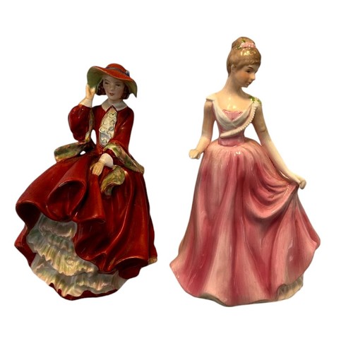 334 - Two Lady Figures Royal Doulton Top O' The Hill HN1834 & Similar by Leonardo Collection (2)