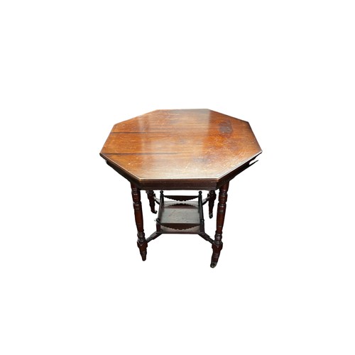 371 - A Victorian hexagonal topped two tier table, Inlaid Circular Table & Hexagonal Side Table (3)