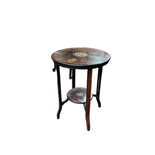 371 - A Victorian hexagonal topped two tier table, Inlaid Circular Table & Hexagonal Side Table (3)