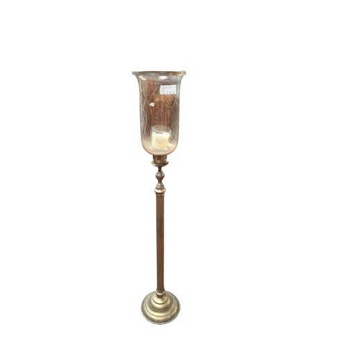 360 - Glass Topped Candle Holder on metal column base 122cm tall