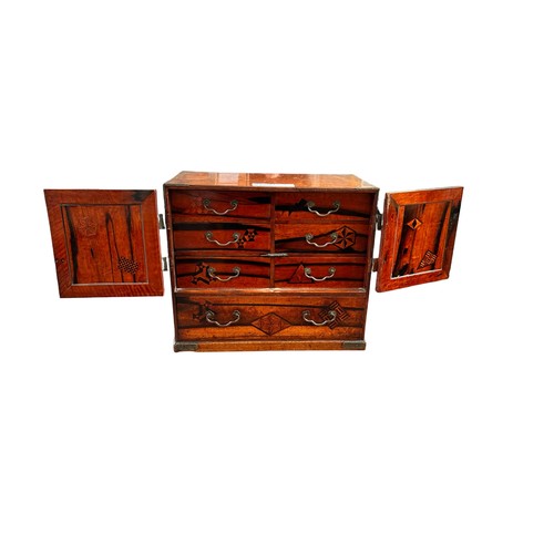 356 - Inlaided Wooden Collectors Cabinet / Jewellery Box