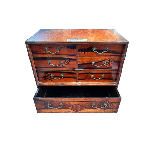 356 - Inlaided Wooden Collectors Cabinet / Jewellery Box