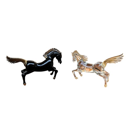 328 - Two Murano Glass Horses (2) handblown vintage 1960s Murano glass horses with gilt detail to mane, ta... 