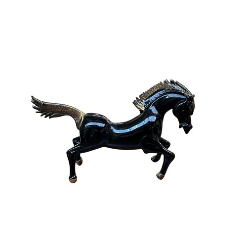 328 - Two Murano Glass Horses (2) handblown vintage 1960s Murano glass horses with gilt detail to mane, ta... 