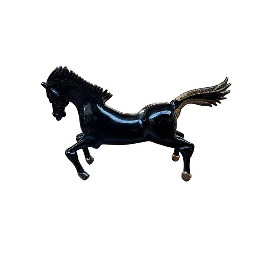 328 - Two Murano Glass Horses (2) handblown vintage 1960s Murano glass horses with gilt detail to mane, ta... 