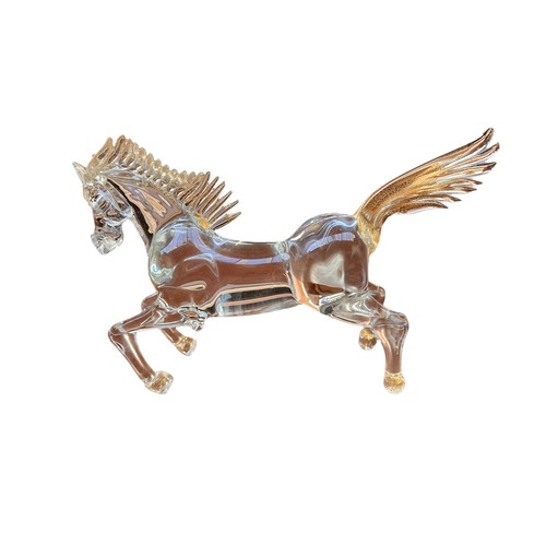 328 - Two Murano Glass Horses (2) handblown vintage 1960s Murano glass horses with gilt detail to mane, ta... 