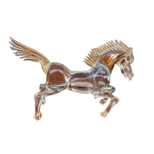 328 - Two Murano Glass Horses (2) handblown vintage 1960s Murano glass horses with gilt detail to mane, ta... 