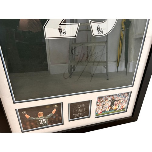 292 - Framed Manchester City Goalkeepers Shirt, Signed by Joe Hart with COA