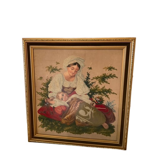 413 - Framed Needlework of Mother & Child