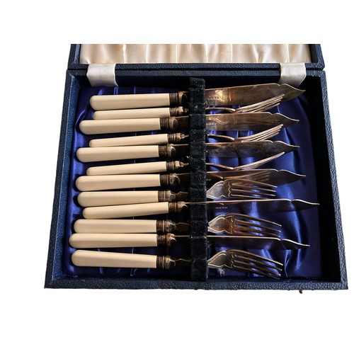 242 - A Collection of Flatware inc EPNS Fish Set, assorted Spoons, tongs & others