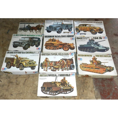 47 - TAMIYA. (10)  Plastic construction kits. 1:35 scale. Various armoured vehicles. Un-made, not checked... 