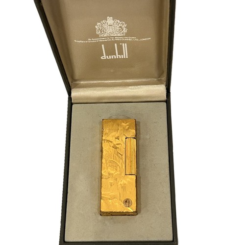 188 - A Dunhill gold plated rolagas cigarette lighter in original Dunhill Box