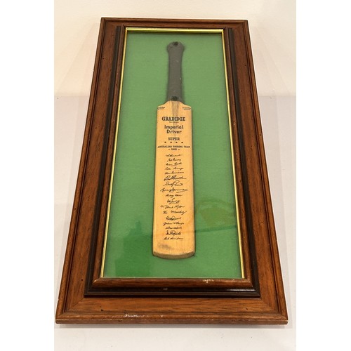 213 - Wooden Cased Signed Miniature Cricket Bat of the 1961 Austrialian Touring Team