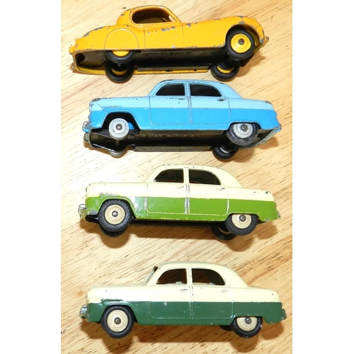 249 - DINKY. (4) 157 Jaguar, yellow/light yellow; 162 Ford Zephyr. 2 tone blue. Another cream/lime green. ... 