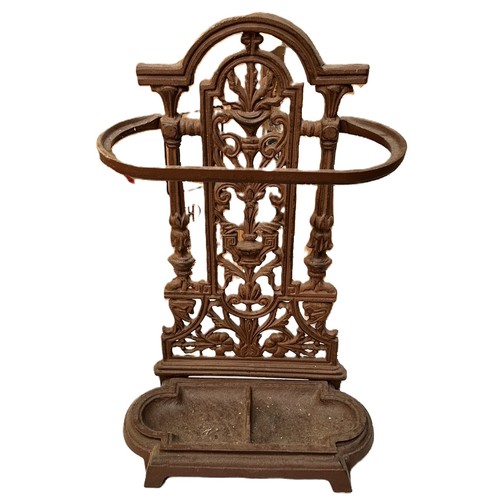 204 - Vintage Cast iron umbrella stand with drip tray