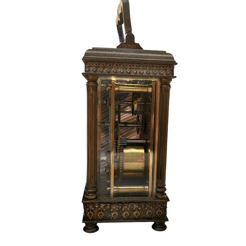 142 - Victorian Carriage Clock in Travel Case (case af)