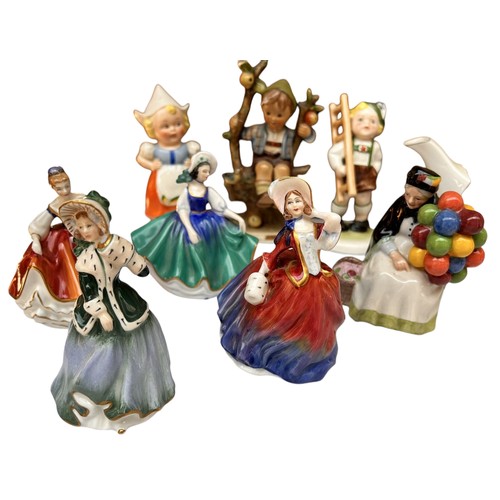 155 - Royal Doulton Miniatures Christmas Morn HN3245, Fair Lady HN3336, Sunday Best HN3312, Autumn Breezes... 