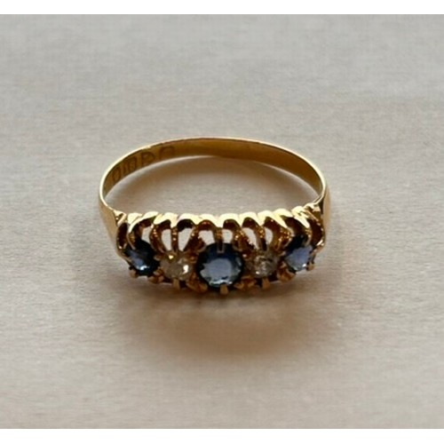 61 - 18ct Gold Set Diamond & Sapphire Ring 2.2g