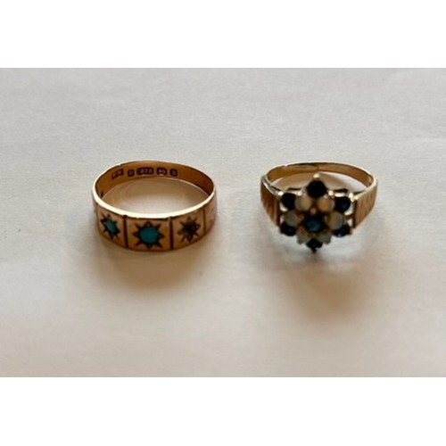 60 - Two 9ct Gold Rings (2) 6.1g gross missing a turquoise stone