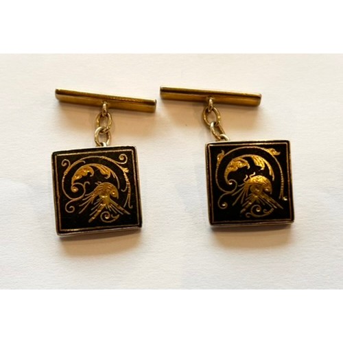 17 - A Pair of 9ct Gold Cufflinks, stamped '9ct' 9.7g gross also a number of other pairs ingold plate