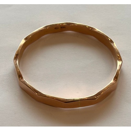 2 - 9ct Gold Bangle stamped '9ct' 52.0g