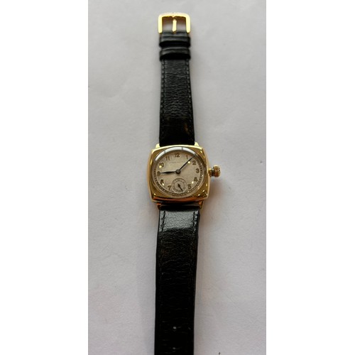 76 - Rolex - A Vintage Gold Oyster Wristwatch, the circular dial in a cushion shaped case signed Rolex, w... 