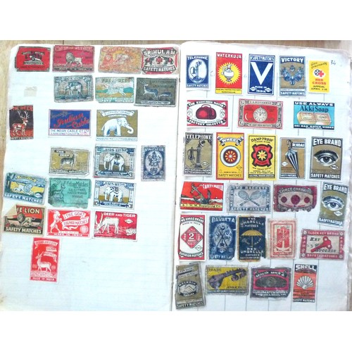 113 - 2 albums of matchbox covers inc. Some older ones.