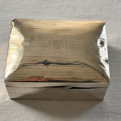 27 - Hallmarked Silver Desktop Cigarette Box by Charles Edwin Turner, Birmingham 1921 330.8g gross (AF)