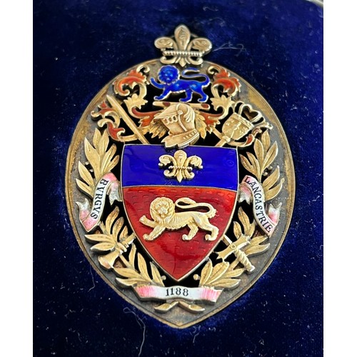 7 - Cased silver gilt & enamel mayoral pendant presented to Alexander Hamilton Robertson, Mayor of Lanca... 