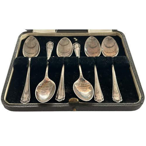 20 - Cased Set of Six Hallmarked Silver Teaspoons 91.2g by Atkin Brothers, Sheffiled 1942