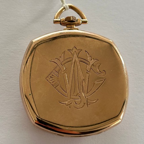 147 - 9ct Gold Open Face Fob Pocket Watch 45.2g gross
