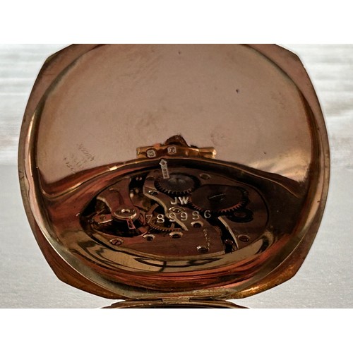 147 - 9ct Gold Open Face Fob Pocket Watch 45.2g gross