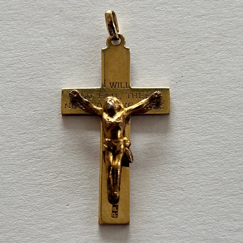 104 - 9ct Gold Crucifix Pendant 3.0g on a 14ct Gold Chain 0.8g