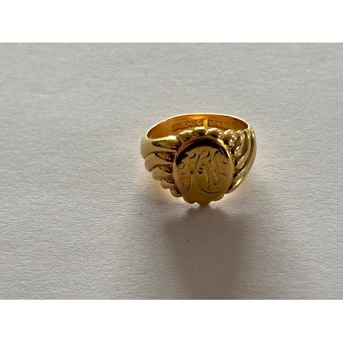 121 - 18ct Gold Signet Ring 11.7g approx size N