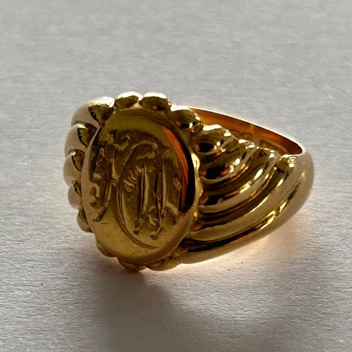 121 - 18ct Gold Signet Ring 11.7g approx size N