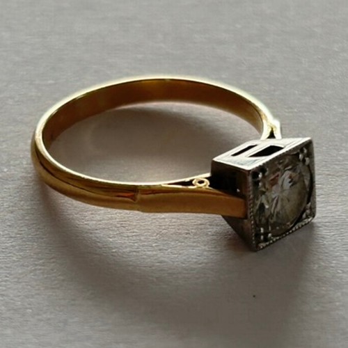 120 - 18ct Gold & Platinum Diamond Ring 3.7g approx 1.2ct weight size Q