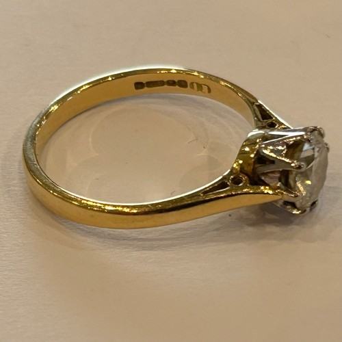 119 - 18ct Gold Solitaire Diamond Ring 2.6g approx 0.85ct weight size L