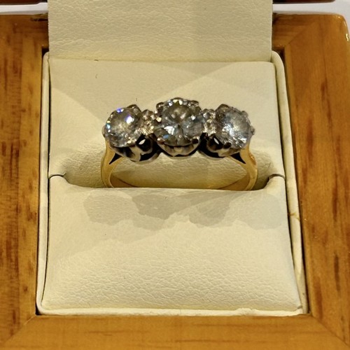 48 - Stunning 18ct Gold & Platinum Set Three Diamond Ring (4.1g)
Total Carat Weight approx 2.0ct (1 x app... 