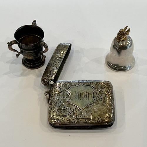 32 - A Collection of Silver inc Silver Vesta Case, Miniature Silver Cup & a Silver Pill Box in the form o... 