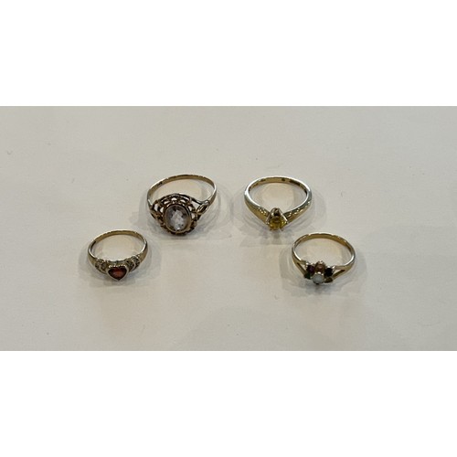 57 - Four 9ct Gold Ring (4) 7.4g size I, L,S, O