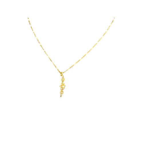 76 - 9ct Gold Necklace with Seed Pearl set pendant in the form of a flower 3.4g