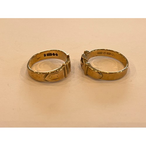 128 - Two 9ct Gold Rings in the form of a belt (2) 6.8g approx size O & L