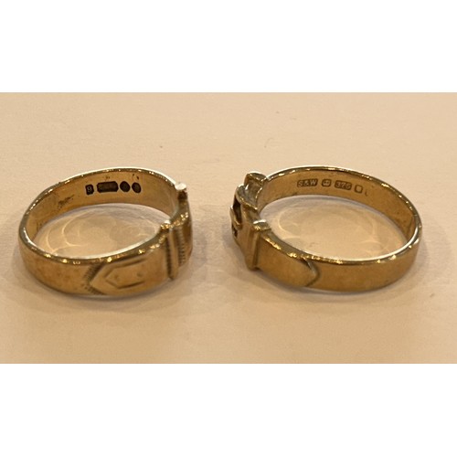 128 - Two 9ct Gold Rings in the form of a belt (2) 6.8g approx size O & L