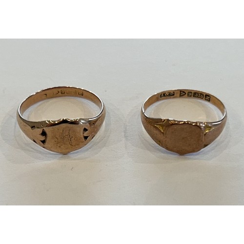 137 - Two 9ct Rose Gold Signet Rings (2) 4.6g approx size N & O