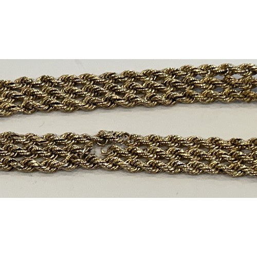 65 - 9ct Gold Rope Chain Bracelet 7.1g